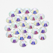 Flat Back Glass Rhinestone Cabochons, Back Plated, Half Round, Crystal AB, SS10, 2.8mm, about 1440pcs/bag(RGLA-T090-SS10-02)