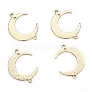 Brass Links Connectors, Long-Lasting Plated, Moon, Real 14K Gold Plated, 22x16.5x1mm, Hole: 1.2mm(X-KK-I681-16G)