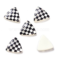 Opaque Resin Cabochons, Triangle with Grid Pattern, Black, 16x16x5mm(RESI-Z002-31)