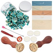 CRASPIRE DIY Wax Seal Stamp Kits, Including Brass Wax Seal Stamp, Wood Handle, Sealing Wax Particles, Iron Stirring Rod Spoon, Brass Spoon, Candle, Paper Envelope, Mixed Color, Sealing Wax Particles: 0.9x0.9cm, about 100g/300pcs, 300pcs(DIY-CP0003-91B)