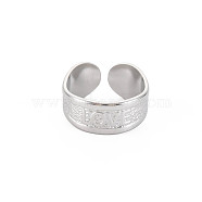 304 Stainless Steel Word Love Open Cuff Ring for Women, Stainless Steel Color, US Size 9 3/4(19.5mm)(RJEW-S405-191P)