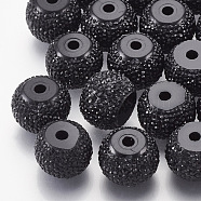 Resin Rhinestone Beads, Rondelle, Black, 11.5~12x9mm, Hole: 2mm(X-RESI-T020-02D-01)