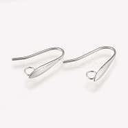 304 Stainless Steel Earring Hooks, Ear Wire, with Horizontal Loop, Stainless Steel Color, 17.5x13x15mm, Hole: 2.5mm, Pin: 0.8mm(X-STAS-K182-24P)