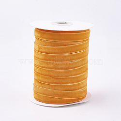 Single Face Velvet Ribbon, Orange, 3/8 inch(9.5~10mm), about 50yards/roll(45.72m/roll)(SRIB-T004-01-19)