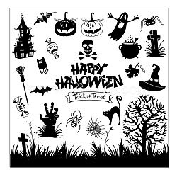 Halloween Transparent Clear Silicone Stamp/Seal, For DIY Scrapbooking/Photo Album Decorative, Use with Acrylic Printing Template Tool, Stamp Sheets, Tools, Word, 130x130mm(HAWE-PW0001-163A)