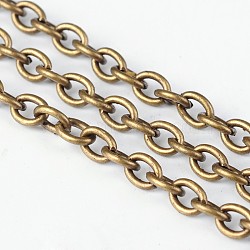 Iron Cable Chains, Unwelded, with Spool, Oval, Lead Free & Nickel Free, Antique Bronze, 6.2x4.5x1.2mm(X-CHT030Y-AB)