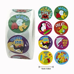 Self Adhesive Paper Stickers, Colourful Roll Sticker Labels, Gift Tag Stickers, Animal Pattern, 2.5x0.1cm, 500pc/roll(DIY-M023-08)