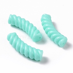 Opaque Acrylic Beads, Twist, Curved Tube, Cyan, 33x12x8.5mm, Hole: 1.6mm, about 308pcs/500g(OACR-A016-03D)