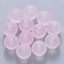Transparent Acrylic Beads, Frosted, Round, Pink, 14x13.5mm, Hole: 2.5mm, about 284pcs/437g(FACR-T003-01C-03)