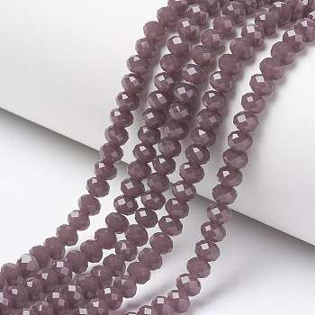 Glass Beads Strands, Imitation Jade, Faceted, Rondelle, Pale Violet Red, 3x2mm, Hole: 0.8mm, about 165~169pcs/strand, 15~16 inch(38~40cm)