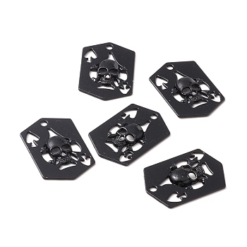 Alloy Pendents, Playing Cards with Skull, Electrophoresis Black, 33x22x3mm, Hole: 2mm
