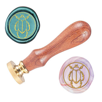Wax Seal Stamp Set, Sealing Wax Stamp Solid Brass Head,  Wood Handle Retro Brass Stamp Kit Removable, for Envelopes Invitations, Gift Card, Insect Pattern, 83x22mm