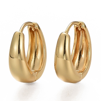 Brass Huggie Hoop Earrings, Thick Hoop Earrings, Long-Lasting Plated, Ring, Real 18K Gold Plated, 17x6mm, Pin: 1mm