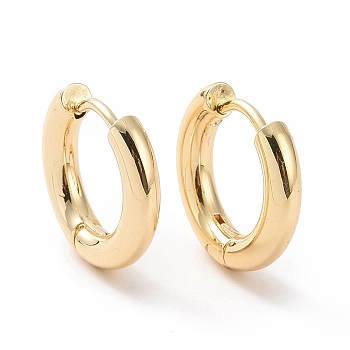 Ion Plating(IP) Brass Huggie Hoop Earrings for Women, Real 18K Gold Plated, 9 Gauge, 15x16x3mm, Pin: 1mm