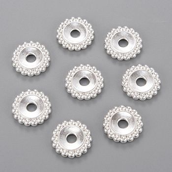 Tibetan Style Alloy Beads, Flower, Silver, Lead Free and Cadmium Free, 17.5x3mm, Hole: 4mm