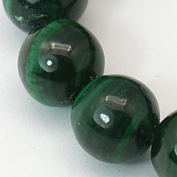 Natural Malachite Beads Strands, Round, Green, 4~5mm, Hole: 0.7mm, 40pcs/strand, 8 inch