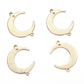 Brass Links Connectors, Long-Lasting Plated, Moon, Real 14K Gold Plated, 22x16.5x1mm, Hole: 1.2mm