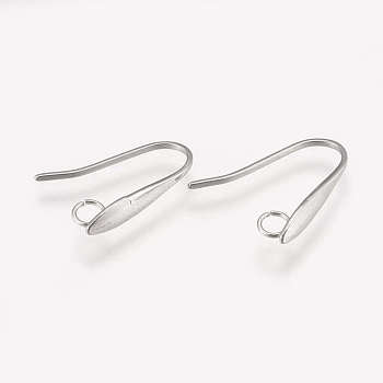 304 Stainless Steel Earring Hooks, Ear Wire, with Horizontal Loop, Stainless Steel Color, 17.5x13x15mm, Hole: 2.5mm, Pin: 0.8mm