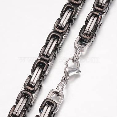 201 Stainless Steel Byzantine Chain Necklaces(NJEW-K062-01C3-8mm)-2