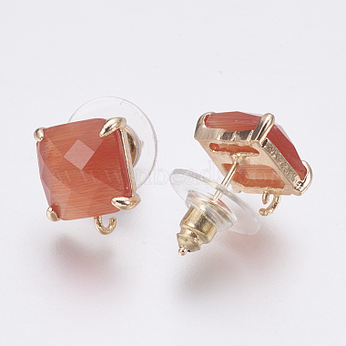 Faceted Glass Stud Earring Findings(GLAA-F084-C)-3