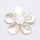 Natural White Shell Mother of Pearl Shell Flower Big Pendants(SSHEL-J032MS-07)-2