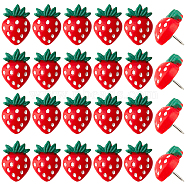 Strawberry Opaque Resin Map Pins, Iron Drawing Push Pins for Photo, Bulletin Board, Red, 19x13x7mm, Pin: 1mm, 60pcs/set(AJEW-AB00158)