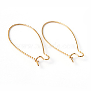 Brass Hoop Earrings Findings Kidney Ear Wires, Lead Free and Cadmium Free, Golden, 18 Gauge, 43x20x1mm(EC221-4G)