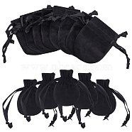 Velvet Jewelry Pouches Bags, Gift Bag, Black, 10cm(TP-NB0001-36B)