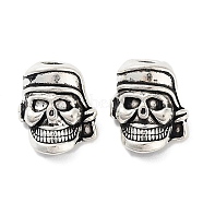 Tibetan Style Alloy Beads, Cadmium Free & Lead Free, Skull Helmet Beads, Antique Silver, 17x15x10mm, Hole: 5mm(FIND-Q094-11AS)