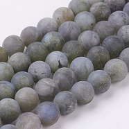 Natural Labradorite Beads Strands, Frosted, Round, 8mm, Hole: 0.8mm, about 47pcs/strand, 15.3 inch(39cm)(G-J376-50F-8mm)
