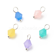 Frosted Acrylic Charms, with Brass Findings, Mixed Color, Cone, Silver, 10~11.5x5.5mm, Hole: 2.5~3mm(PALLOY-JF01745-02)