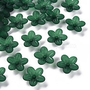 Frosted Acrylic Bead Caps, 5-Petal, Flower, Dark Green, 19.5x20x5.5mm, Hole: 1.6mm, about 740pcs/500g(MACR-S371-08A-735)