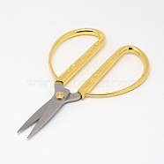 Embossed with Dragon and Phoenix Pattern Stainless Steel Scissors, Golden, 129x71.5x8mm(TOOL-N004-01A)