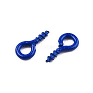 Spray Painted Iron Screw Eye Pin Peg Bails, For Half Drilled Beads, Cadmium Free & Nickel Free & Lead Free, Dark Blue, 8x4x1mm, Hole: 2mm, Pin: 1.4mm(IFIN-N010-002A-03)