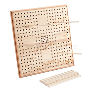 CHGCRAFT 1Pc Wood Crochet Blocking Boards, Knitting Loom, with 20Pcs Round Wooden Sticks, BurlyWood, Board: 33x32.5x1.75cm, Hole: 6mm, Sticks: 15x0.6cm(DIY-CA0004-76)