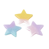 Resin Cabochons, with Glitter Powder, Imitation Jelly, Star, Mixed Color, 35x37x4mm(X-CRES-N016-33)