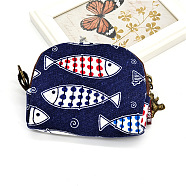 Canvas Clutch Bags, Change Purse with Zipper, for Women, Shell Shape, Fish, 10x9cm(PAAG-PW0016-24B)