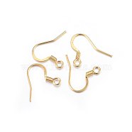 304 Stainless Steel French Earring Hooks, Flat Earring Hooks, Ear Wire, with Horizontal Loop, Real 18K Gold Plated, 15x17x2mm, Hole: 2mm, Pin: 0.7mm(X-STAS-P210-24G)