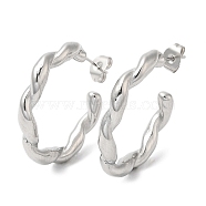 304 Stainless Steel Twist Ring Stud Earrings, Half Hoop Earrings, Stainless Steel Color, 28.5x4mm(EJEW-B026-24P)