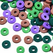 Handmade Polymer Clay Beads, Heishi Beads, for DIY Jewelry Crafts Supplies, Disc/Flat Round, Sienna, 6x1mm, Hole: 2mm, about 26000pcs/1000g(CLAY-T019-02B-32)