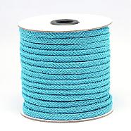 Braided Polyester Cord, Deep Sky Blue, 6x3mm, about 25yards/roll(NWIR-N007-09)