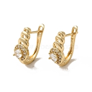 Brass Hoop Earrings, with Glass, Light Gold, 19x8mm(EJEW-L271-13KCG-09)