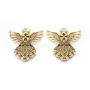 Alloy Pendants, Cadmium Free and Lead Free, Angel, Antique Golden, 43x37x4mm, Hole: 5mm(PALLOY-21127-AG-RS)