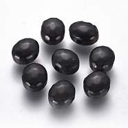 304 Stainless Steel Beads, Faceted, Oval, Electrophoresis Black, 8.5x7x4.5mm, Hole: 1.6mm(STAS-F225-09-B)