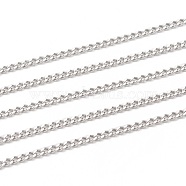 3.28 Feet 304 Stainless Steel Curb Chains, Unwelded, for Jewelry Making, Stainless Steel Color, 3x2x0.6mm(X-CHS-P003-05P)