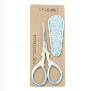 Stainless Steel Scissor, with Glitter Powder Protective Jacket, Light Blue, 9.3x4.75x0.4cm(TOOL-H009-01A)