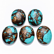 Assembled Natural Bronzite and Synthetic Turquoise Cabochons, Dyed, Oval, Turquoise, 40x30x7.5~8.5mm(G-R457-03)
