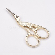 Stainless Steel Scissors, Embroidery Scissors, Sewing scissors, Red Crowned Crane, Light Gold, 9.25x4.2x0.4cm(TOOL-WH0037-02LG)