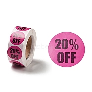 20% Off Discount Round Dot Roll Stickers, Self-Adhesive Paper Percent Off Stickers, for Retail Store, Cerise, 66x27mm, Stickers: 25mm in diameter, 500pcs/roll(DIY-D078-02)
