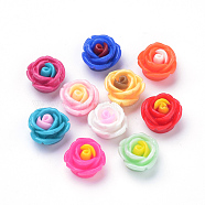 Resin Beads, Rose, Mixed Color, 14x14~15x10mm, Hole: 1mm(CRES-Q197-71)